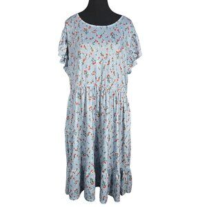 NWT | Keluummi Light Blue Floral Tiered Dress | Cottagecore | Plus Size 18